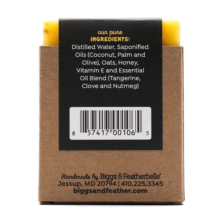 Back of GRANOLA BAR® soap by Biggs & Featherbelle®