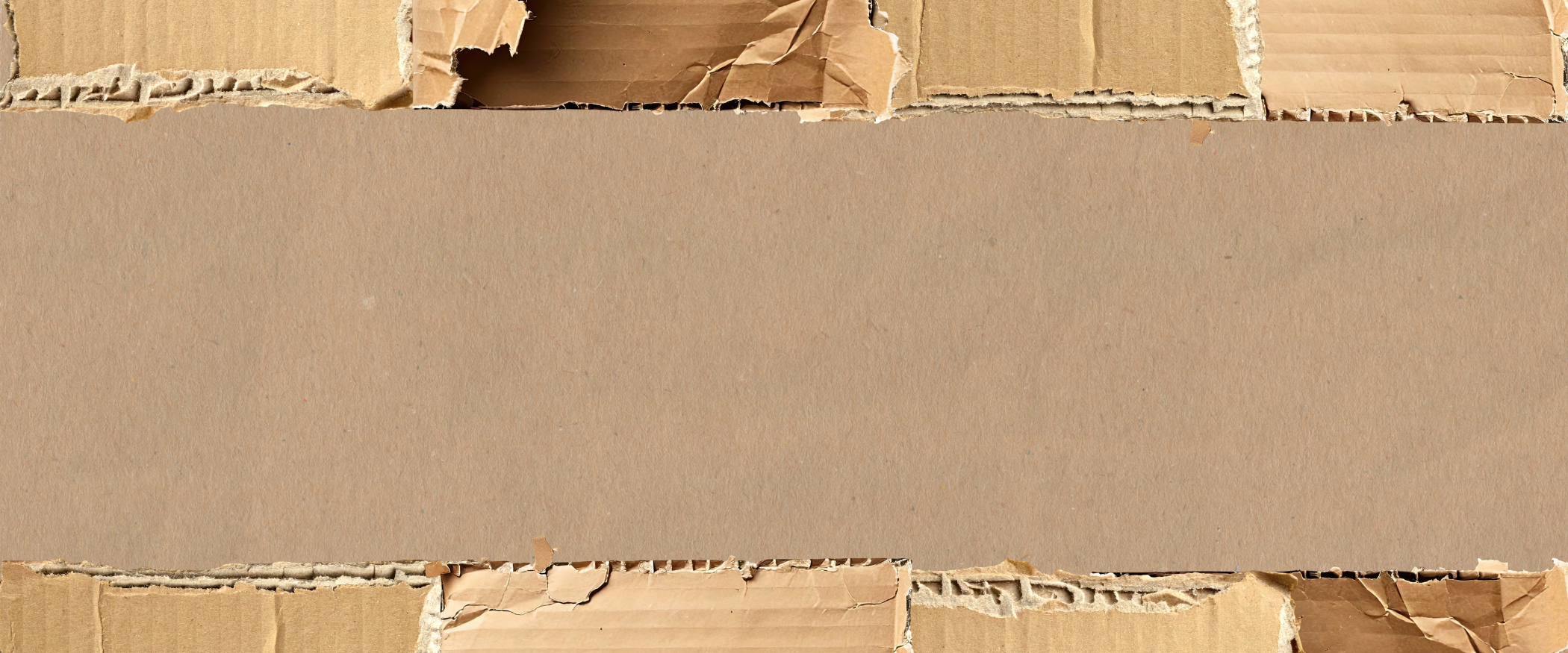 Close-up of brown cardboard with a plain brown strip in the center