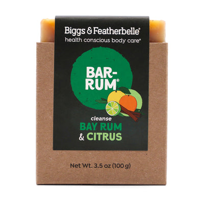 Front of BAR-RUM® soap by Biggs & Featherbelle® 
