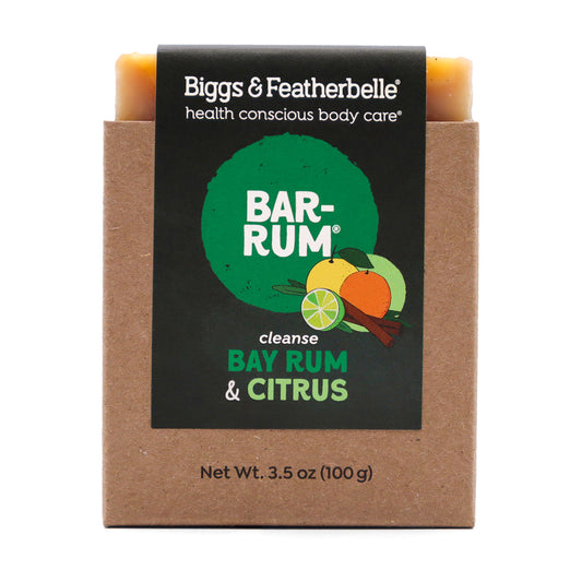 Front of BAR-RUM® soap by Biggs & Featherbelle® 