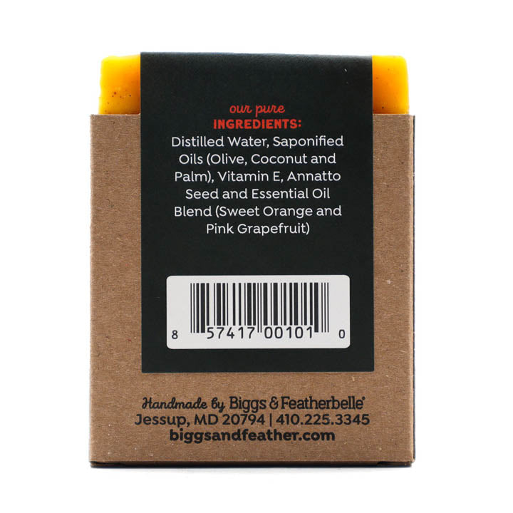 Back of BARBADOS® soap by Biggs & Featherbelle® 