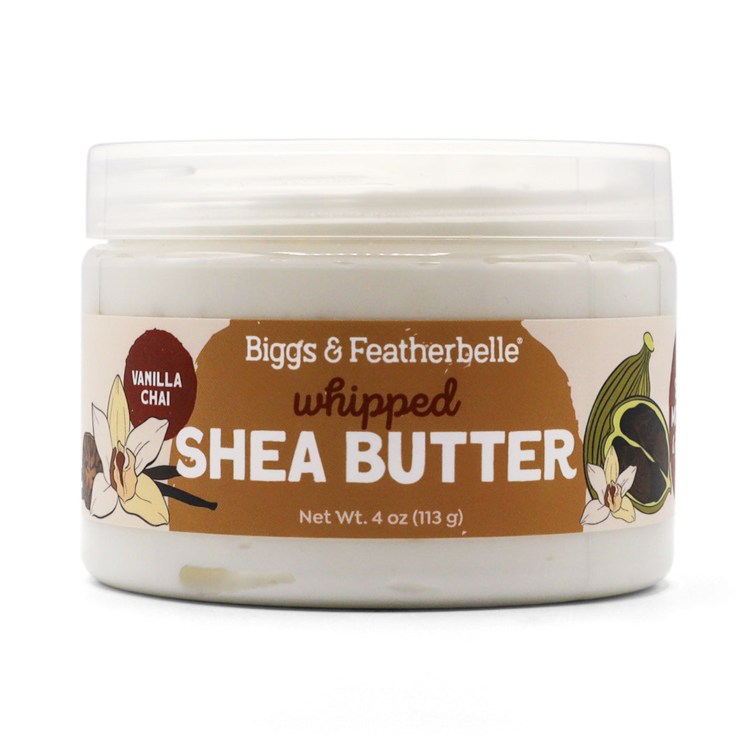 Jar of Biggs & Featherbelle Vanilla Chai whipped shea butter on a white background
