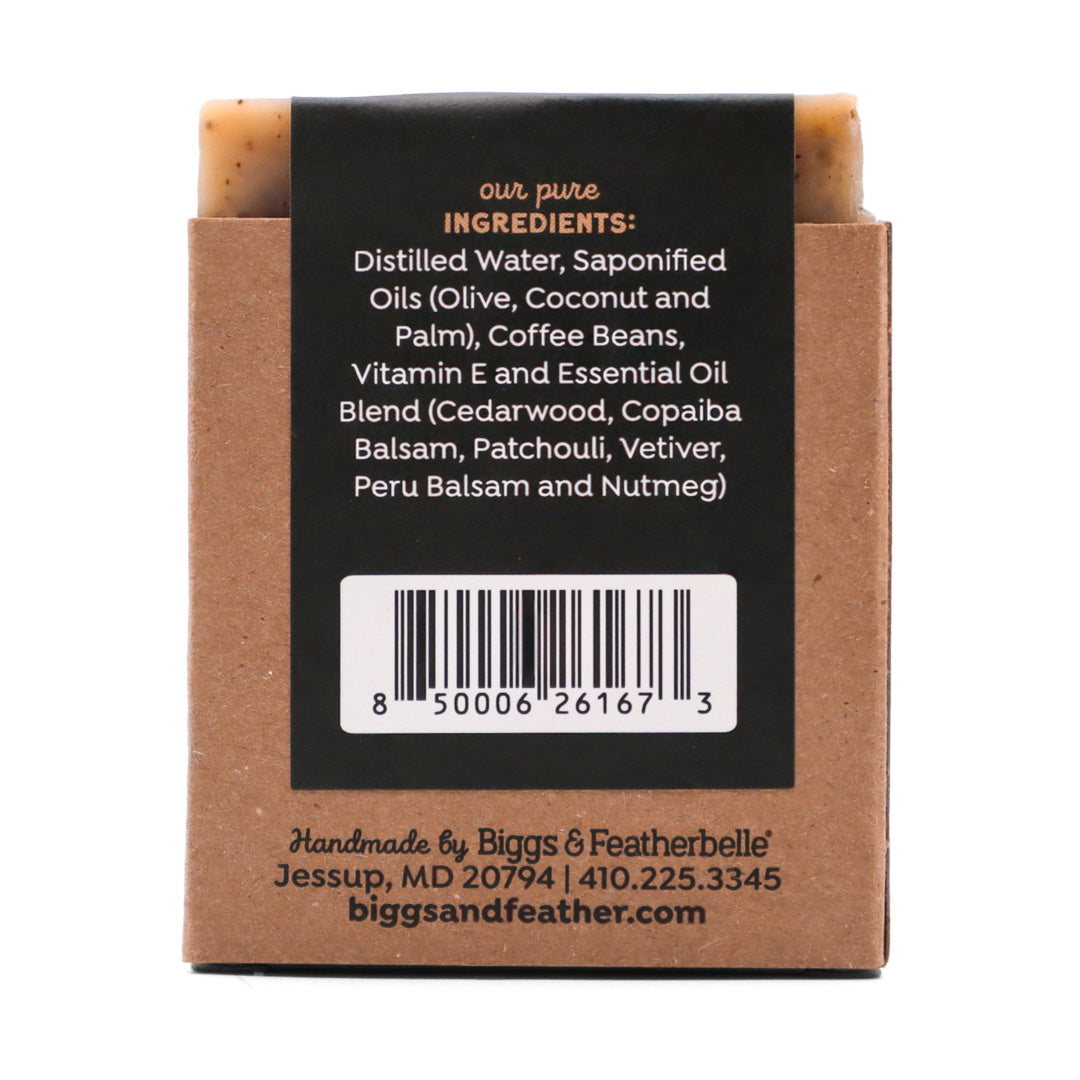 Back of Coffee Bar® soap by Biggs & Featherbelle®