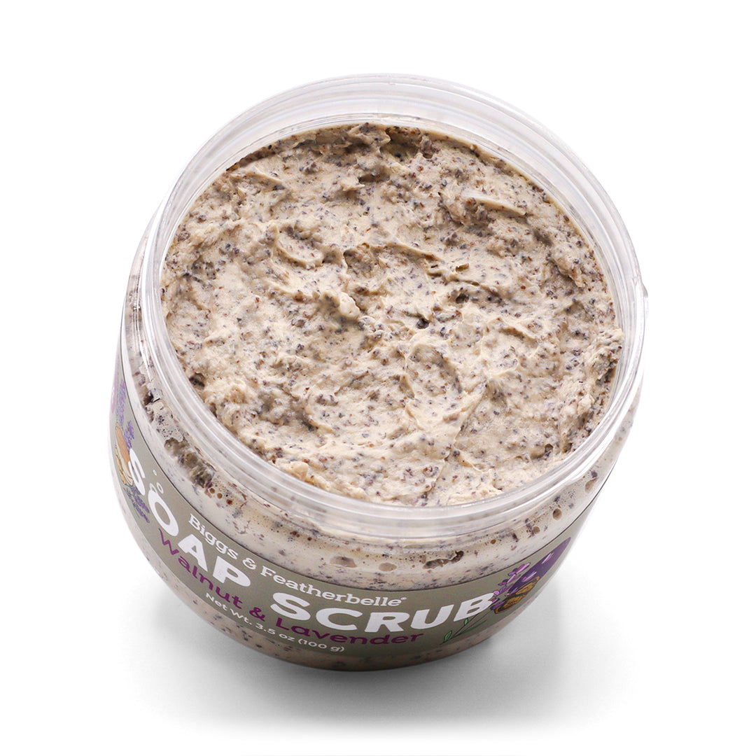 Top down photo of Walnut & Lavender Soap Scrub by Biggs & Featherbelle®