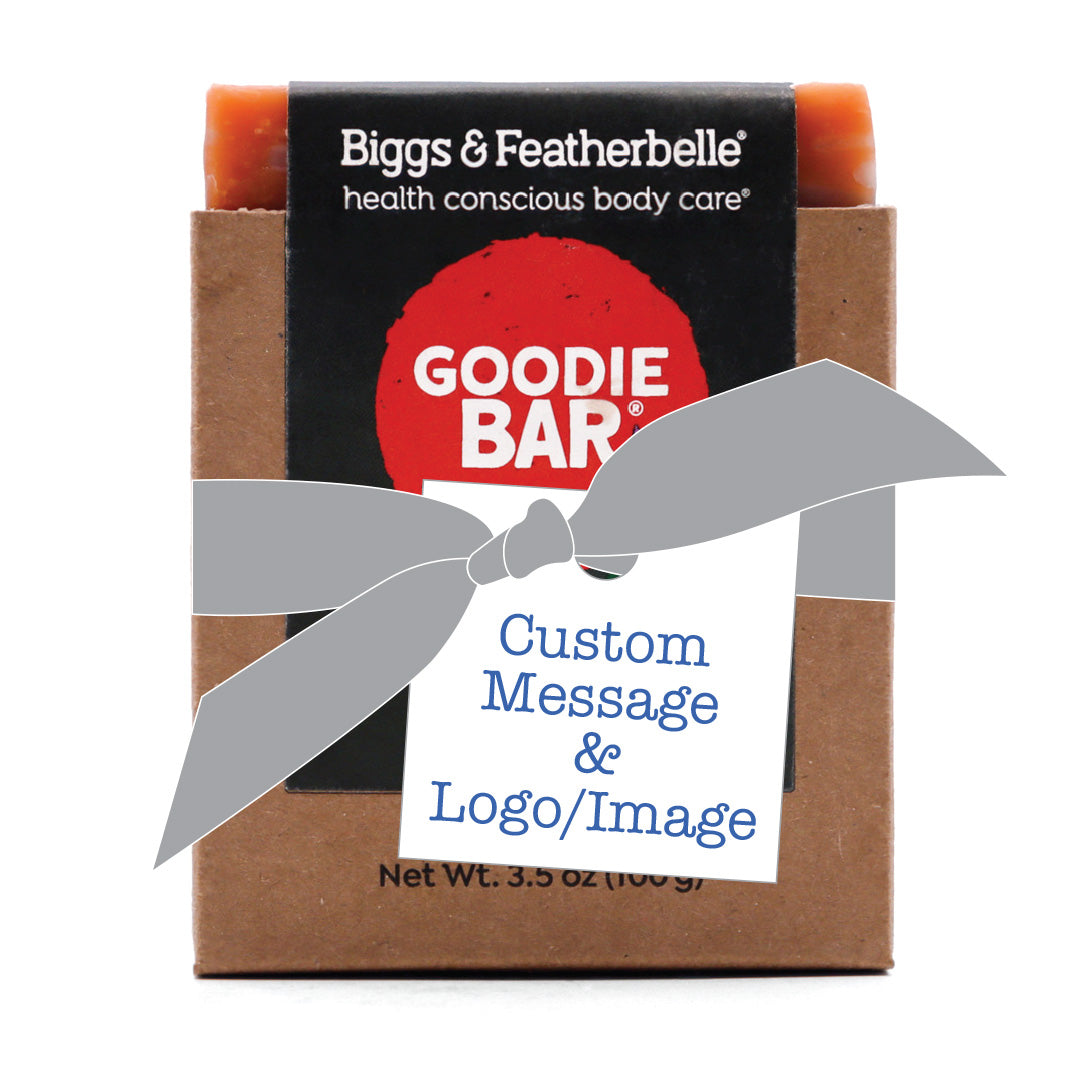 Biggs & Featherbelle Goodie Bar packaging with customizable message and logo option.