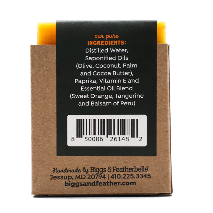 Back of CREAMSICLE BAR™ soap by Biggs & Featherbelle® 