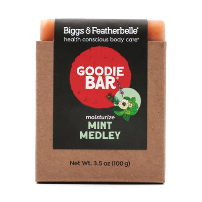 Front of GOODIE BAR® soap by Biggs & Featherbelle® 