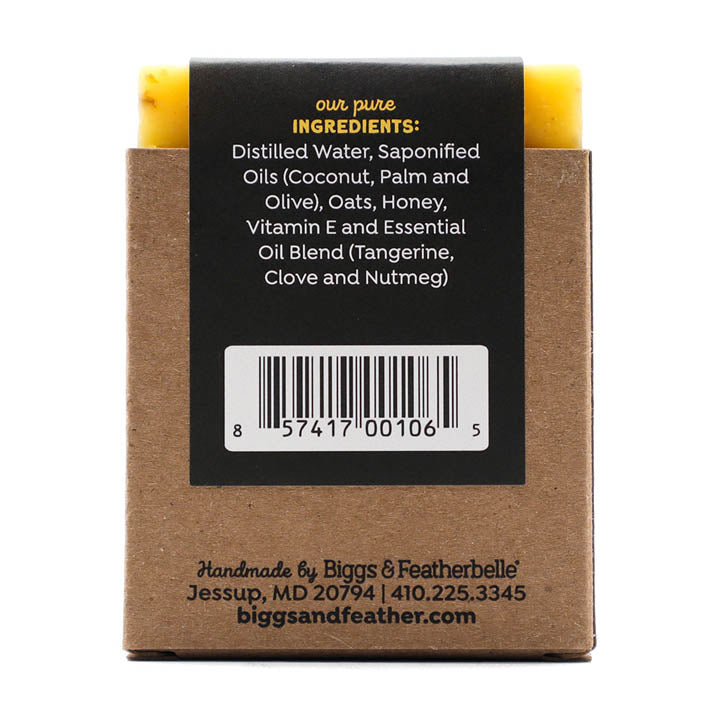 Back of GRANOLA BAR® soap by Biggs & Featherbelle® 