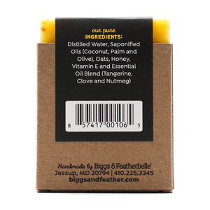Back of GRANOLA BAR® soap by Biggs & Featherbelle® 