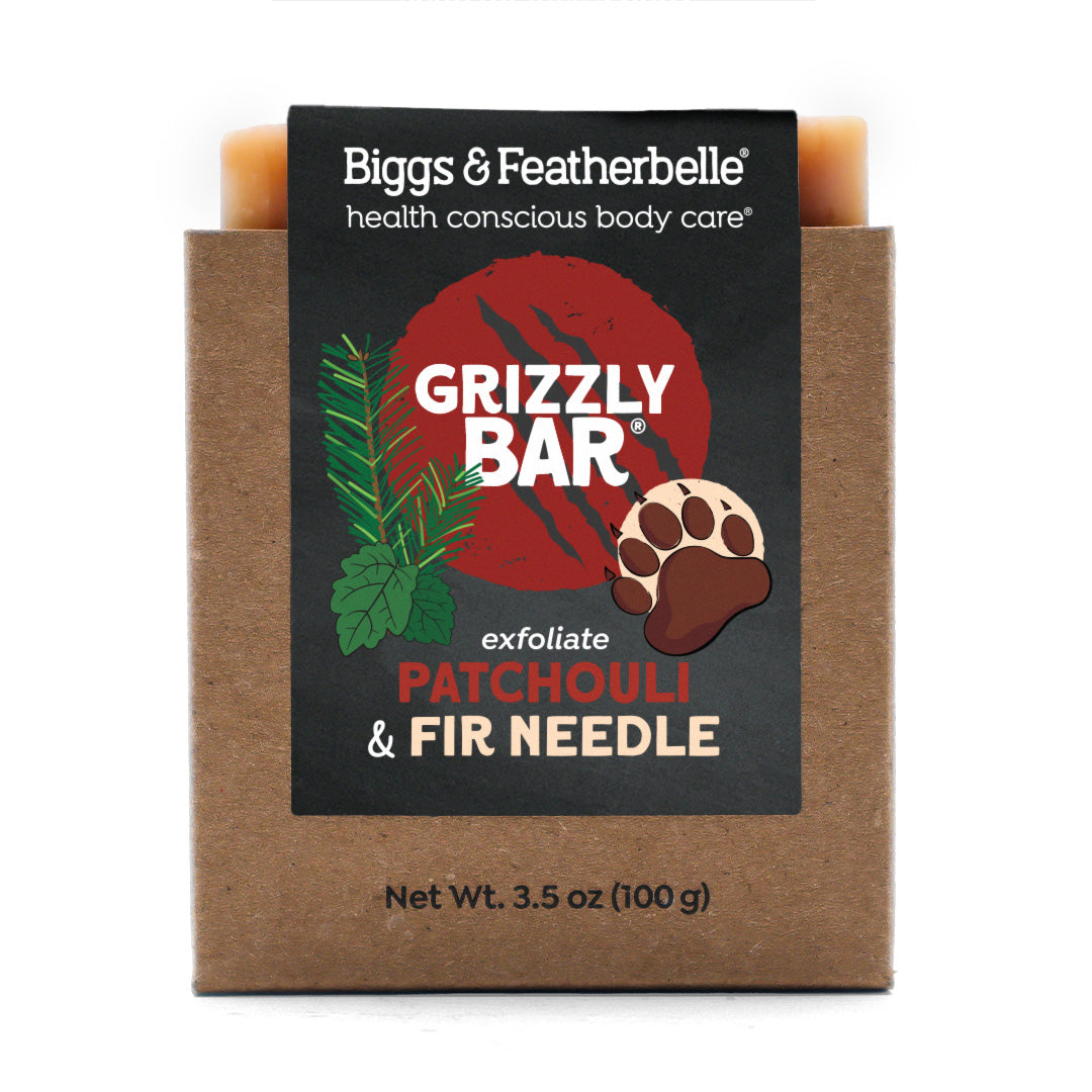 Front of  GRIZZLY BAR® soap by Biggs & Featherbelle® 