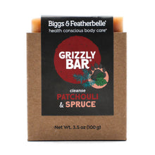 Front of  GRIZZLY BAR® soap by Biggs & Featherbelle® 