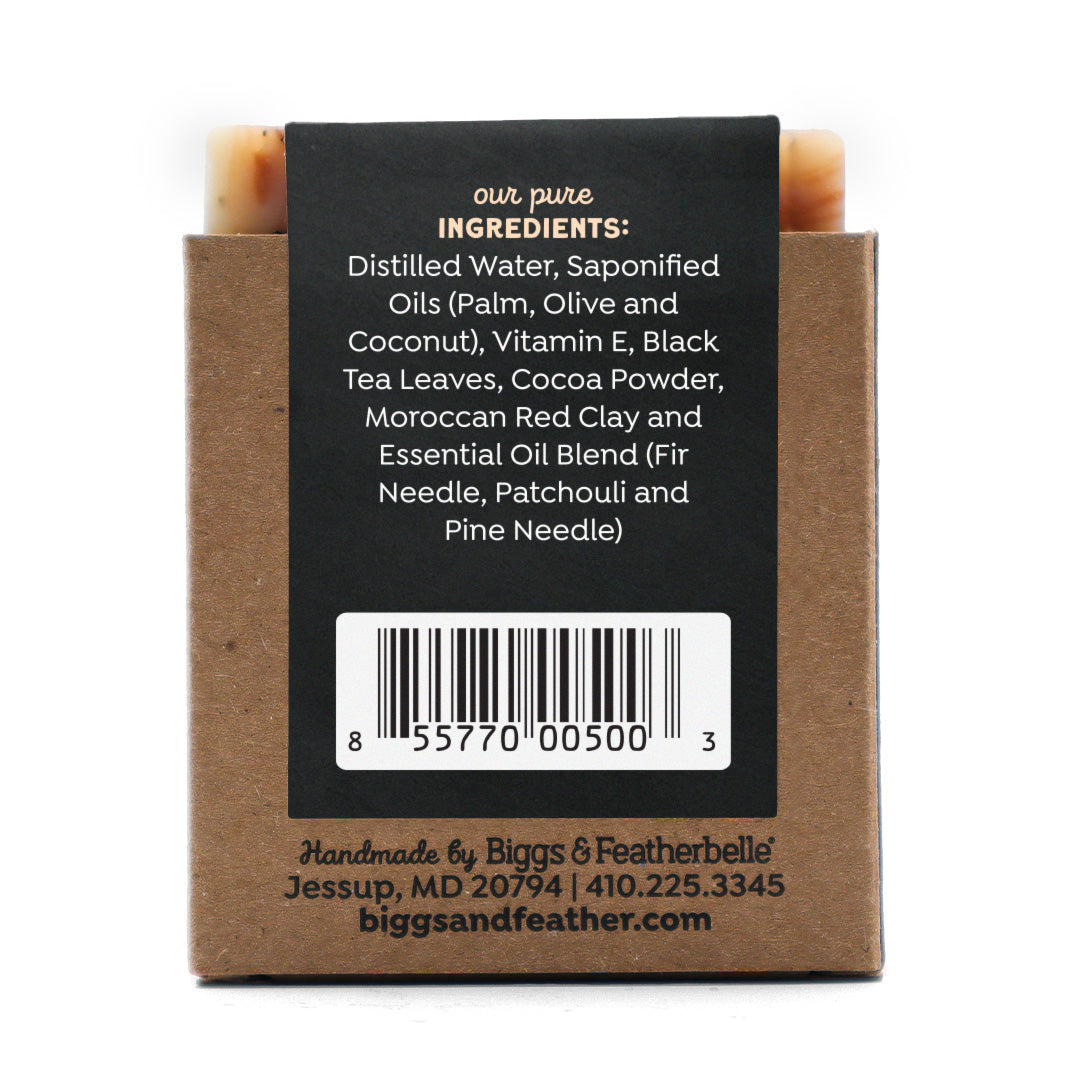 Back of GRIZZLY BAR® soap by Biggs &amp; Featherbelle® 