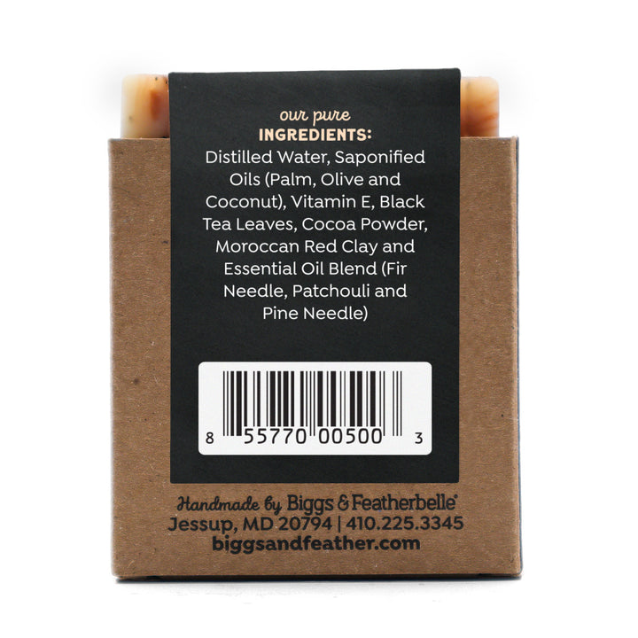 Back of GRIZZLY BAR® soap by Biggs &amp; Featherbelle® 