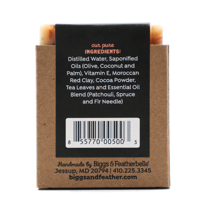 Back of GRIZZLY BAR® soap by Biggs & Featherbelle® 
