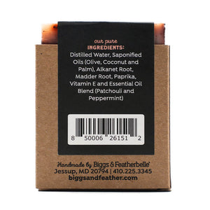 Back of JAM BAR® soap by Biggs & Featherbelle® 