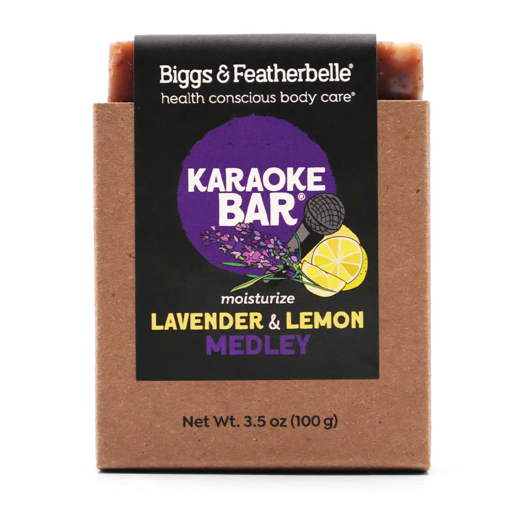 Front of KARAOKE BAR® soap by Biggs & Featherbelle® 