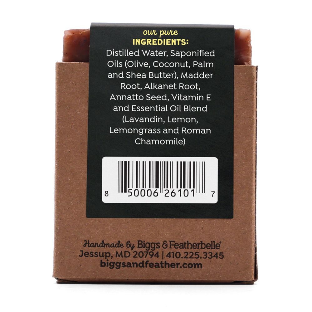 Back of KARAOKE BAR® soap by Biggs & Featherbelle® 