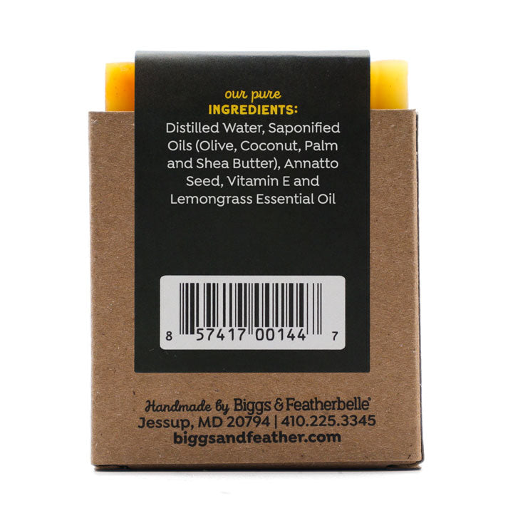 Back of LEMON BAR soap by Biggs & Featherbelle®