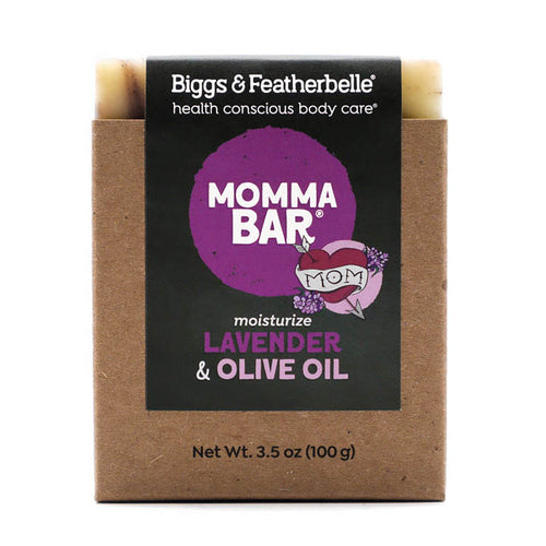 Front of  MOMMA BAR® soap by Biggs & Featherbelle® 