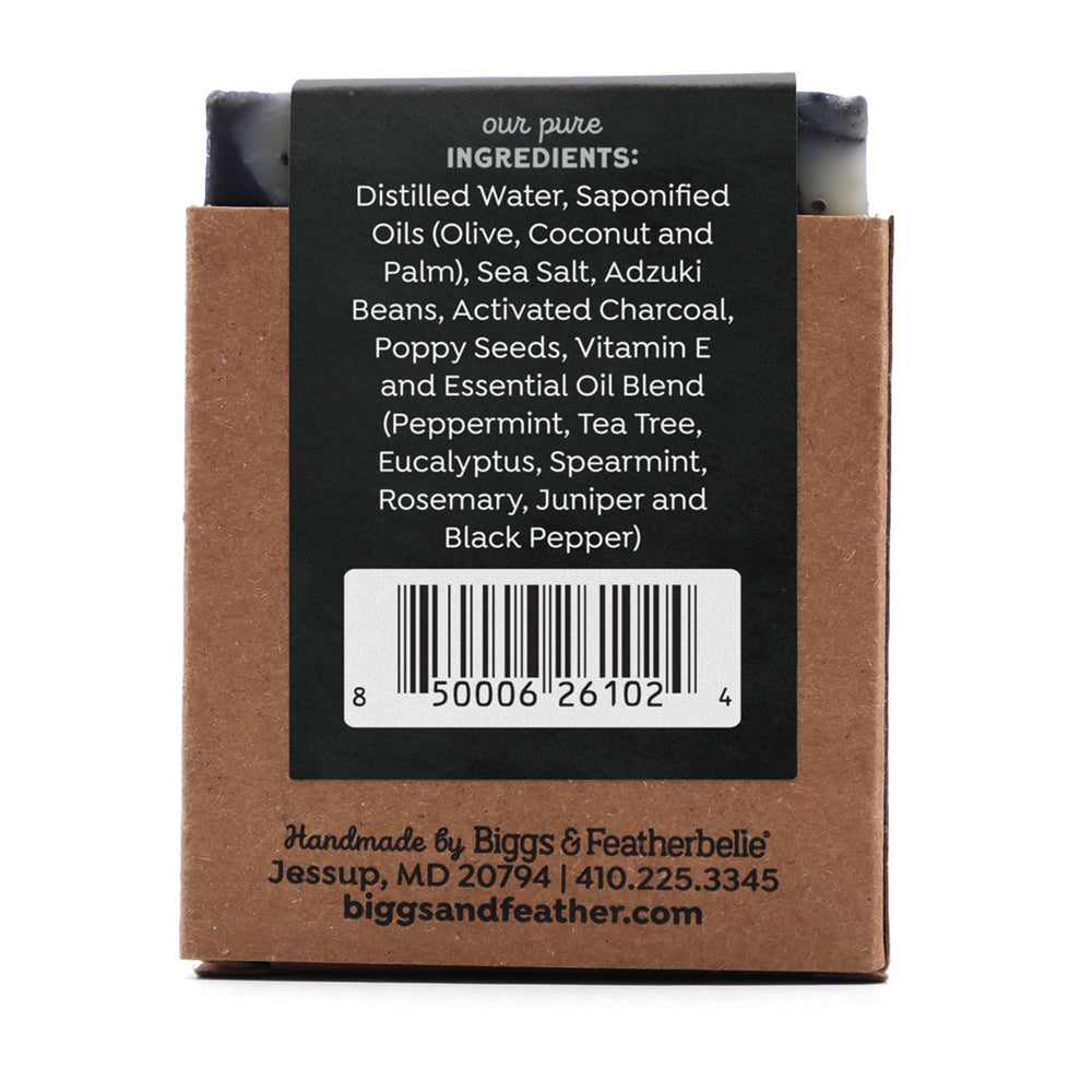 Back of PIANO BAR® soap by Biggs & Featherbelle® 