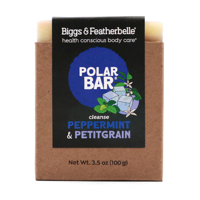 Front of POLAR BAR® soap by Biggs & Featherbelle® 