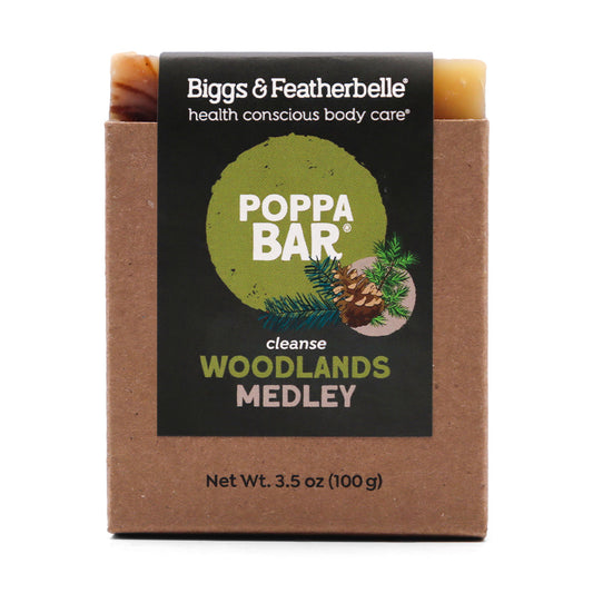 Front of POPPA BAR® soap by Biggs & Featherbelle® 