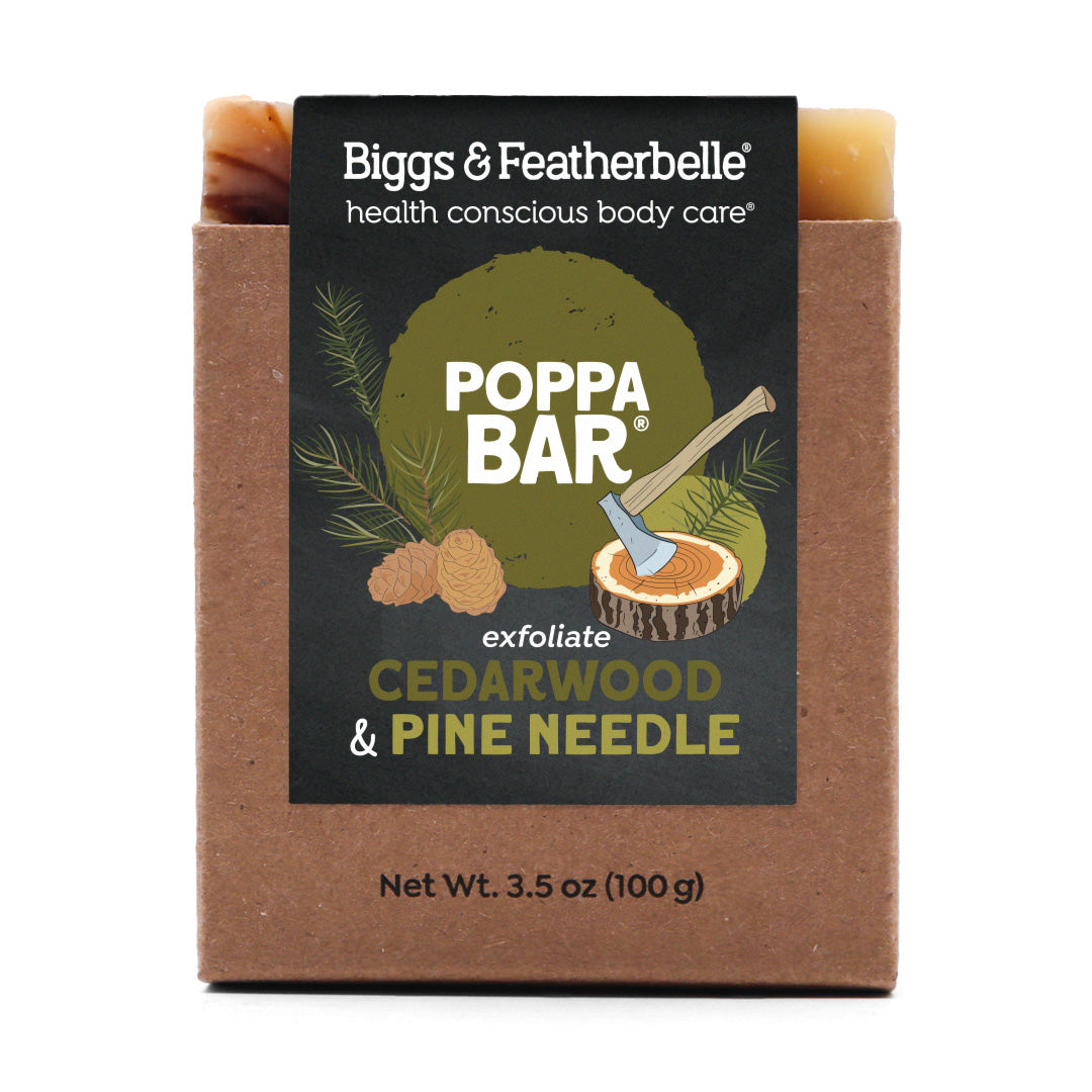 Front of POPPA BAR® soap by Biggs &amp; Featherbelle® 